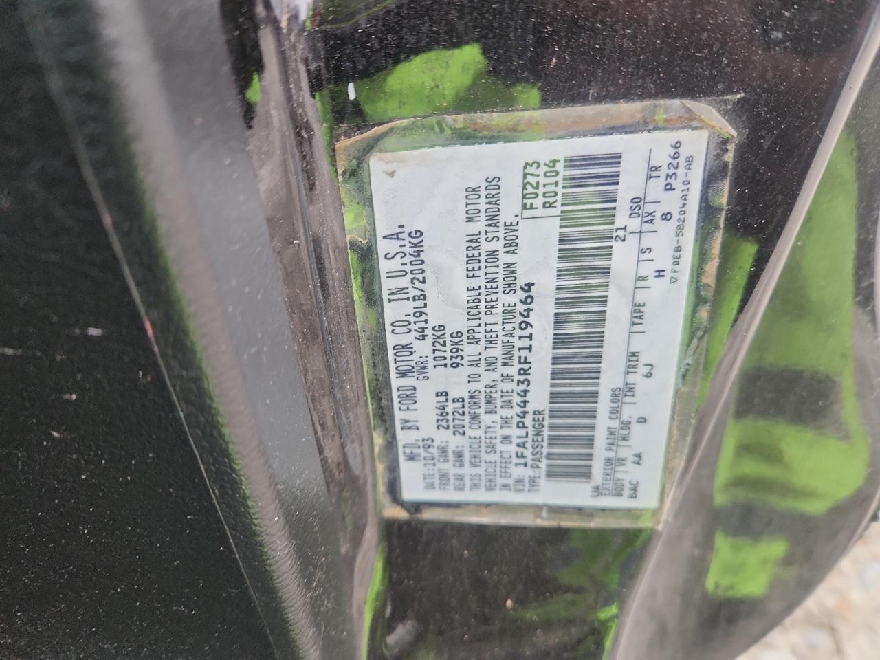 1994 Ford Mustang VIN: 1FALP4443RF119464 Lot: 90441675