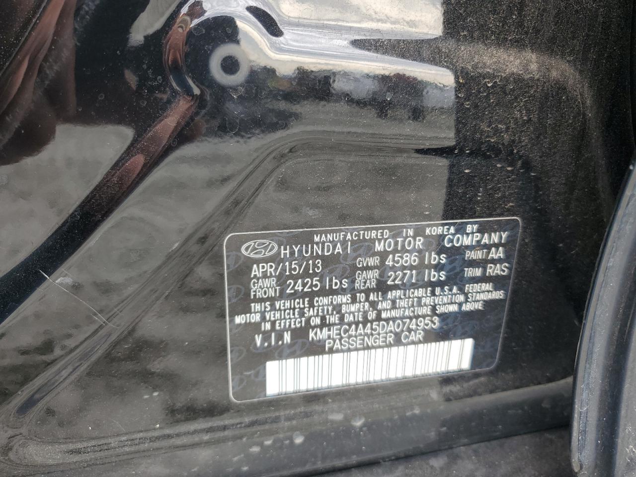 2013 Hyundai Sonata Hybrid VIN: KMHEC4A45DA074953 Lot: 84620855