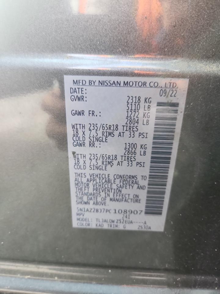 2023 Nissan Murano Sv VIN: 5N1AZ2BJ7PC108907 Lot: 85163555