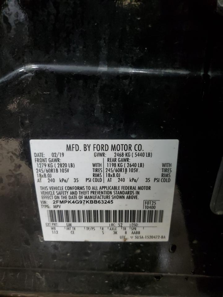 2019 Ford Edge Se VIN: 2FMPK4G97KBB63245 Lot: 87001275