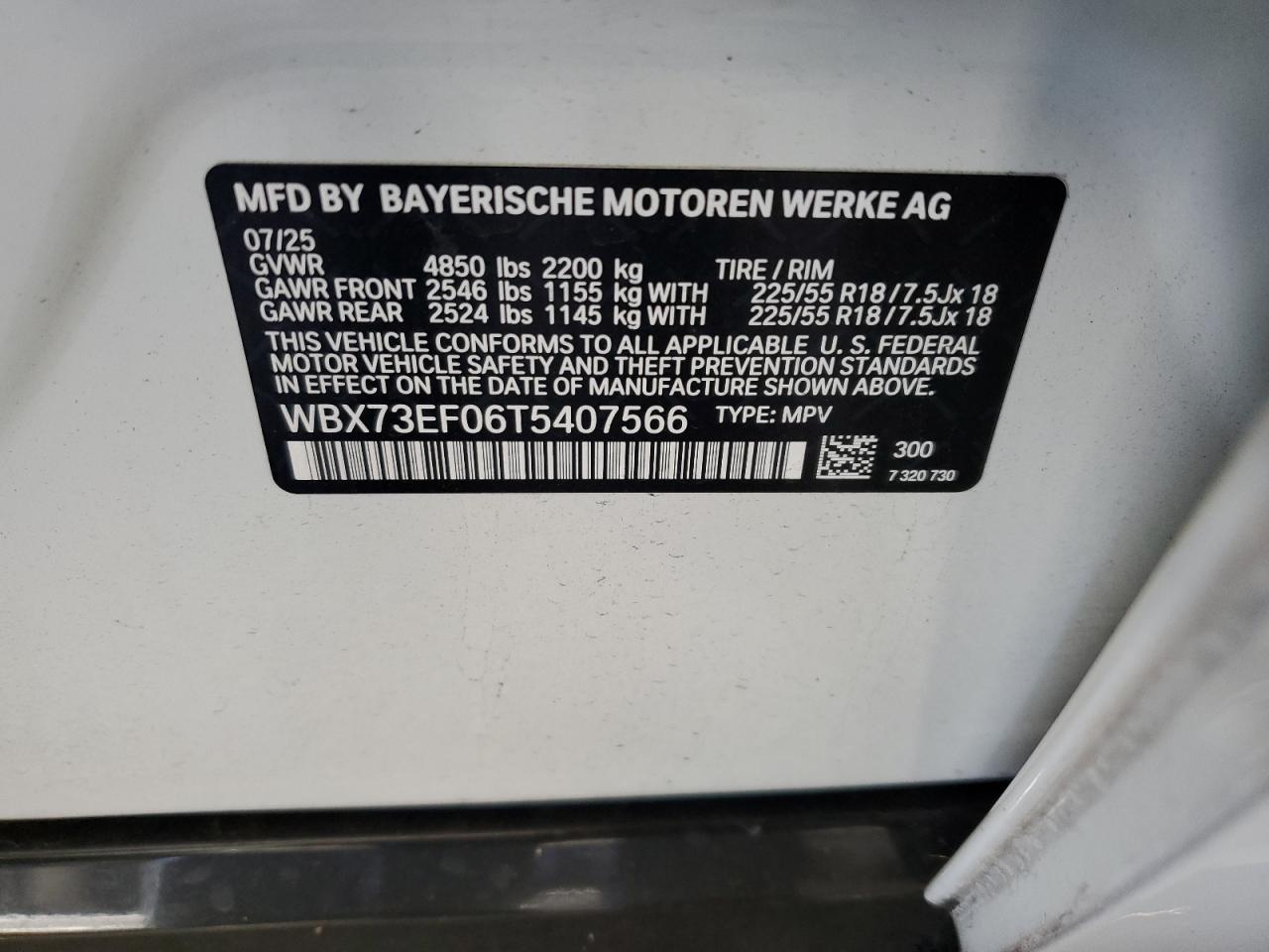 2026 BMW X1 xDrive28I VIN: WBX73EF06T5407566 Lot: 86178025