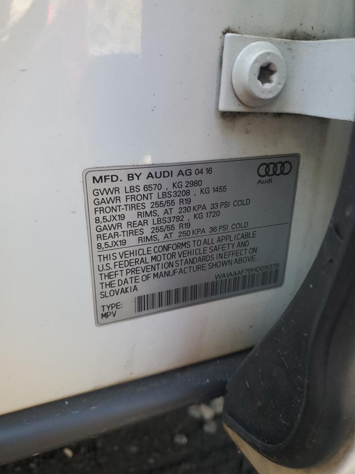 2017 Audi Q7 Premium VIN: WA1AAAF70HD015379 Lot: 86986825