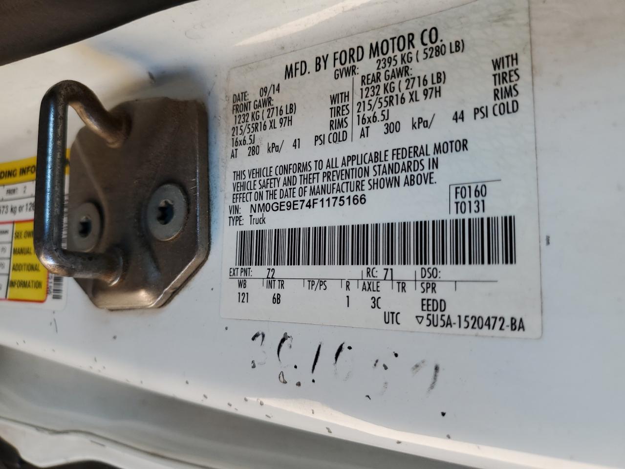 2015 Ford Transit Connect Xl VIN: NM0GE9E74F1175166 Lot: 85154895