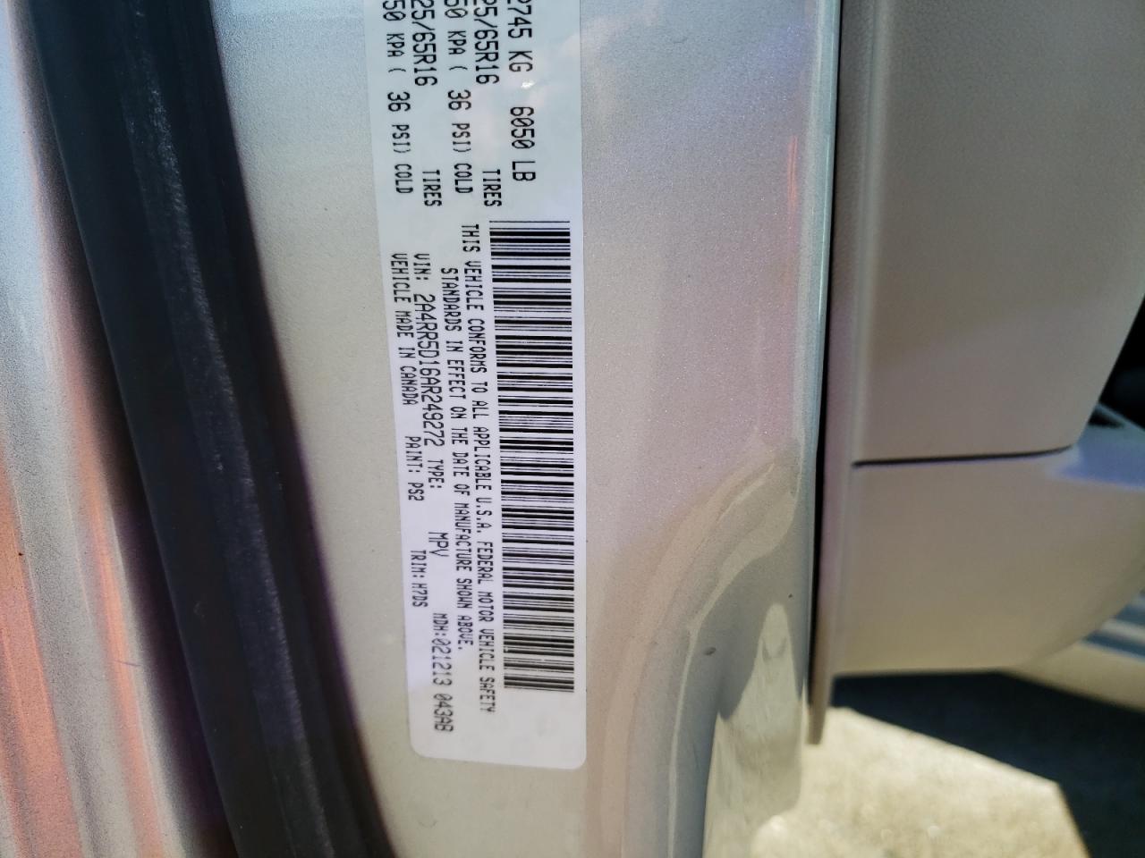 2010 Chrysler Town & Country Touring VIN: 2A4RR5D16AR249272 Lot: 87233815