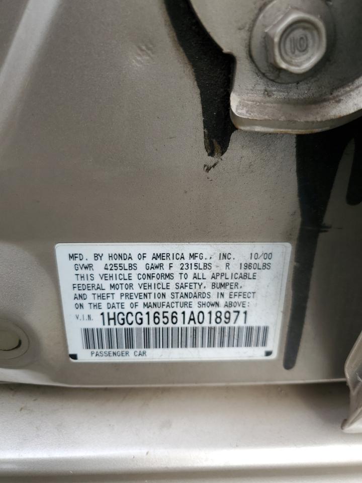 2001 Honda Accord Ex VIN: 1HGCG16561A018971 Lot: 85865145