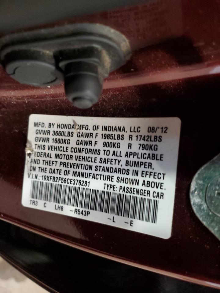 2012 Honda Civic Lx VIN: 19XFB2F56CE376281 Lot: 87437165