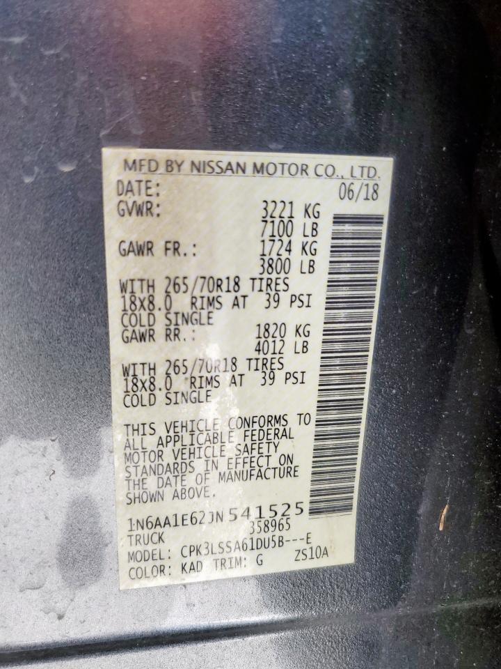 2018 Nissan Titan Sv VIN: 1N6AA1E62JN541525 Lot: 84523165