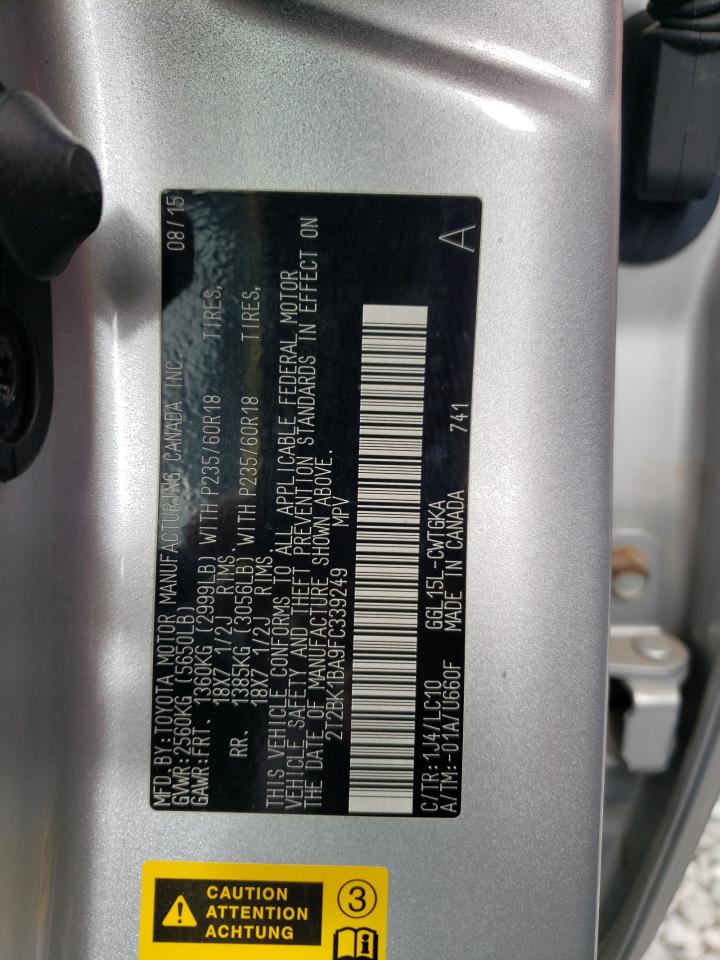 2015 Lexus Rx 350 Base VIN: 2T2BK1BA9FC339249 Lot: 85369525