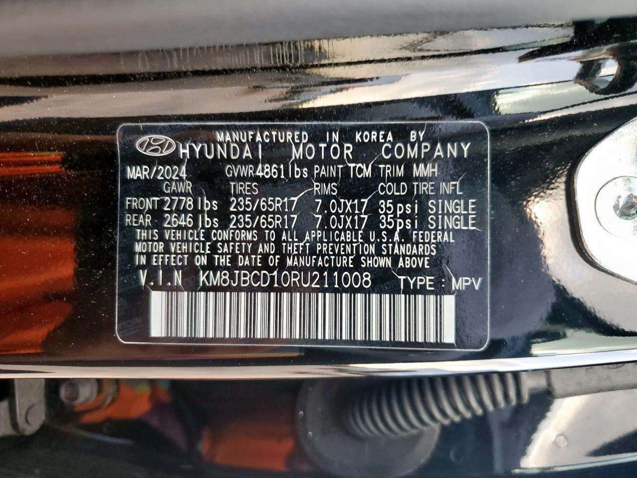 2024 Hyundai Tucson Blue VIN: KM8JBCD10RU211008 Lot: 84718805