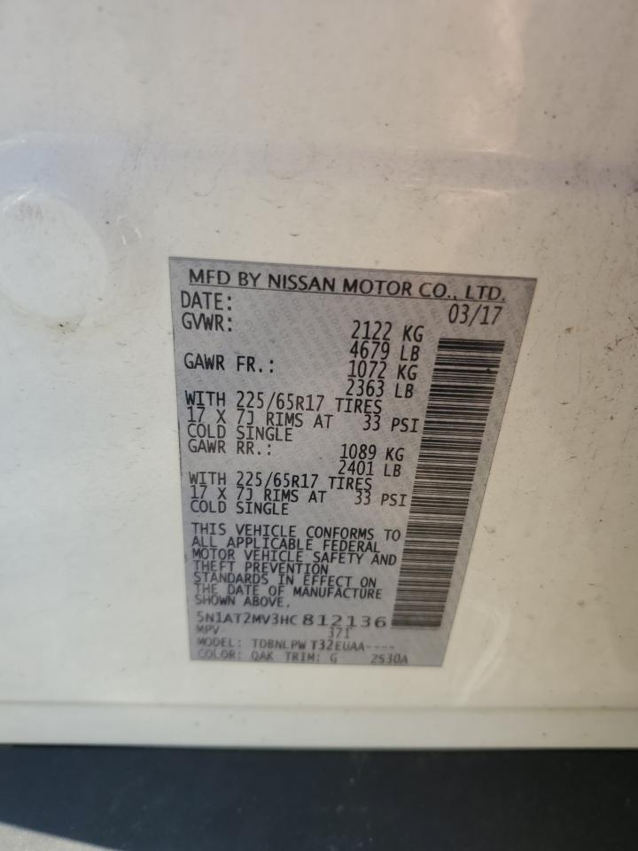 2017 Nissan Rogue Sv VIN: 5N1AT2MV3HC812136 Lot: 83769165