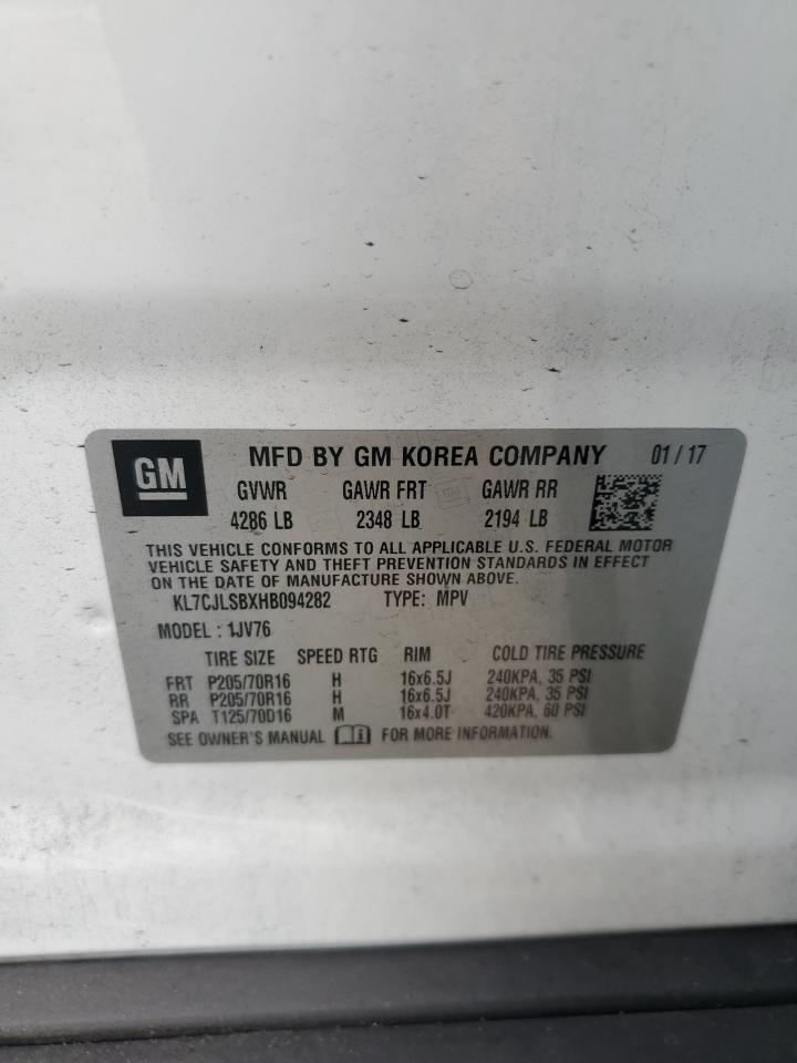 2017 Chevrolet Trax 1Lt VIN: KL7CJLSBXHB094282 Lot: 84382595