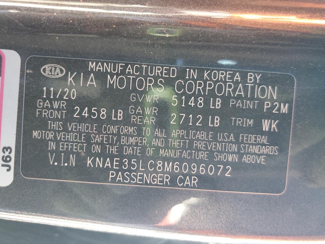 2021 Kia Stinger Gt VIN: KNAE35LC8M6096072 Lot: 85549425