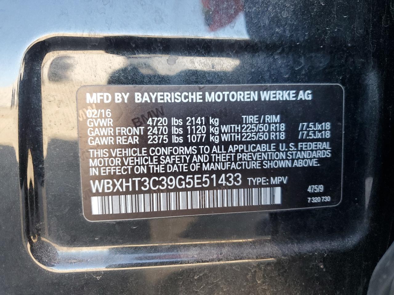 2016 BMW X1 xDrive28I VIN: WBXHT3C39G5E51433 Lot: 82371855