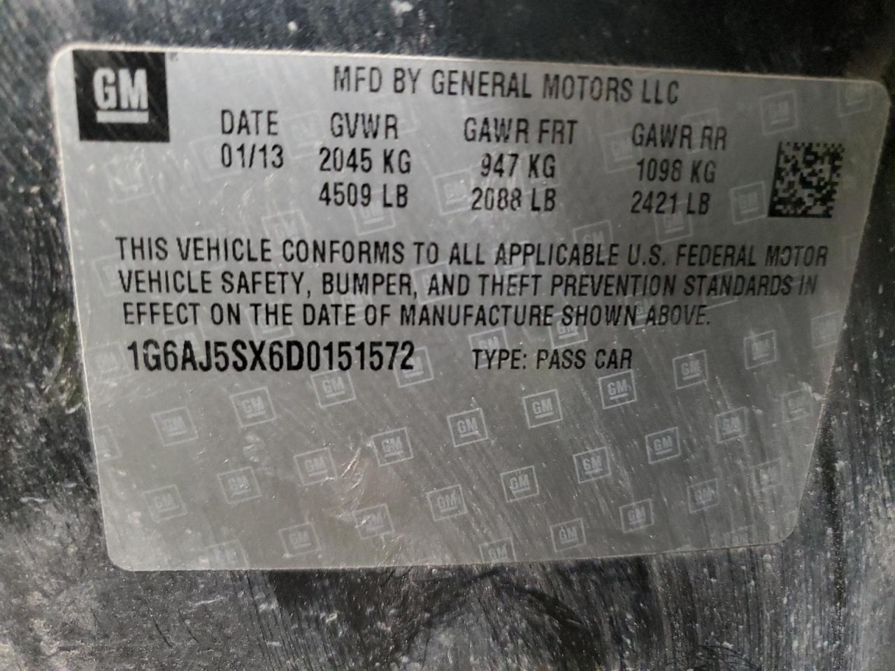 2013 Cadillac Ats Performance VIN: 1G6AJ5SX6D0151572 Lot: 86130195