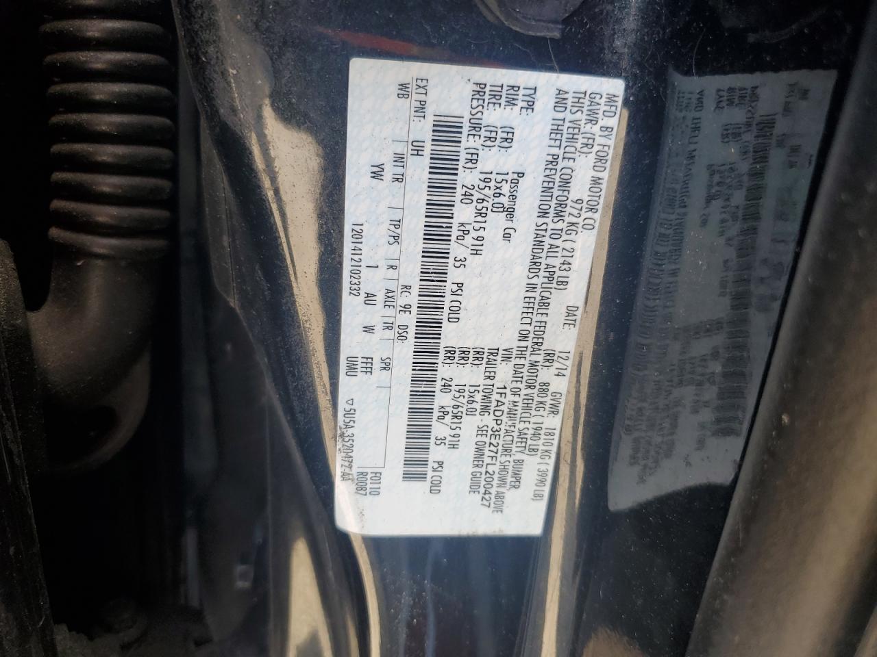 2015 Ford Focus S VIN: 1FADP3E27FL200427 Lot: 84943955