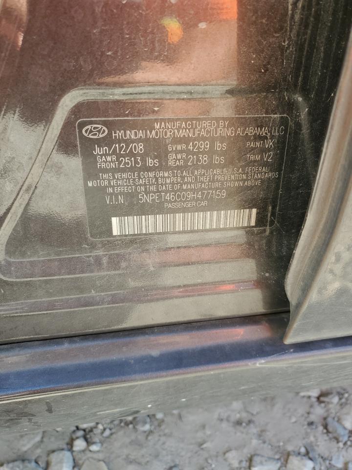 2009 Hyundai Sonata Gls VIN: 5NPET46C09H477159 Lot: 86600825