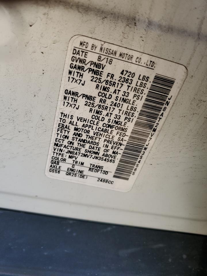 2018 Nissan Rogue S VIN: JN8AT2MV7JW354565 Lot: 84936255