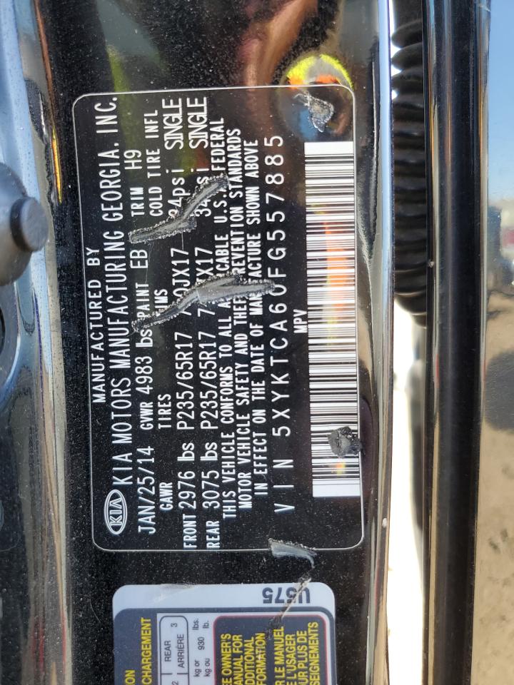 2015 Kia Sorento Lx VIN: 5XYKTCA60FG557885 Lot: 81987775