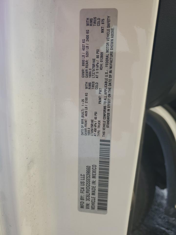 2025 Ram Promaster 2500 2500 High VIN: 3C6LRVDG5SE539660 Lot: 71651005