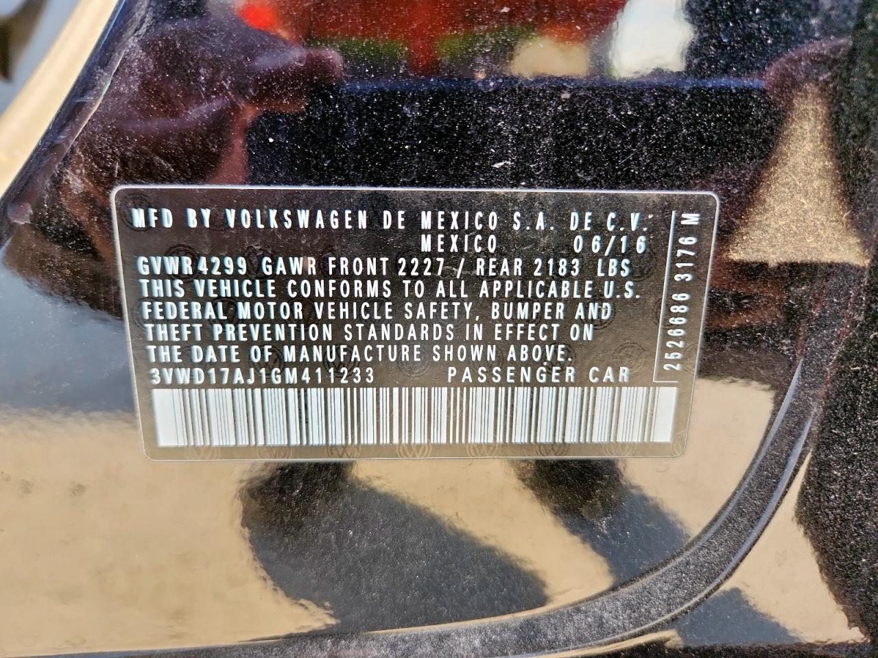 2016 Volkswagen Jetta Sport VIN: 3VWD17AJ1GM411233 Lot: 82299535