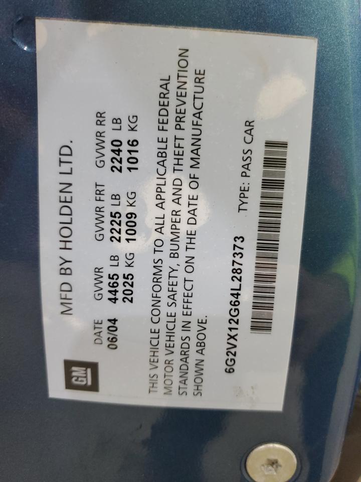 2004 Pontiac Gto VIN: 6G2VX12G64L287373 Lot: 86183185