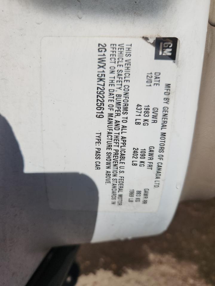 2002 Chevrolet Monte Carlo Ss VIN: 2G1WX15K729225619 Lot: 84801555