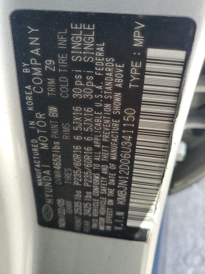 2006 Hyundai Tucson Gls VIN: KM8JN12D06U341150 Lot: 86622395