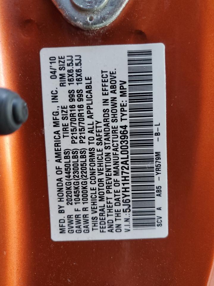 2010 Honda Element Ex VIN: 5J6YH1H72AL003964 Lot: 86882495