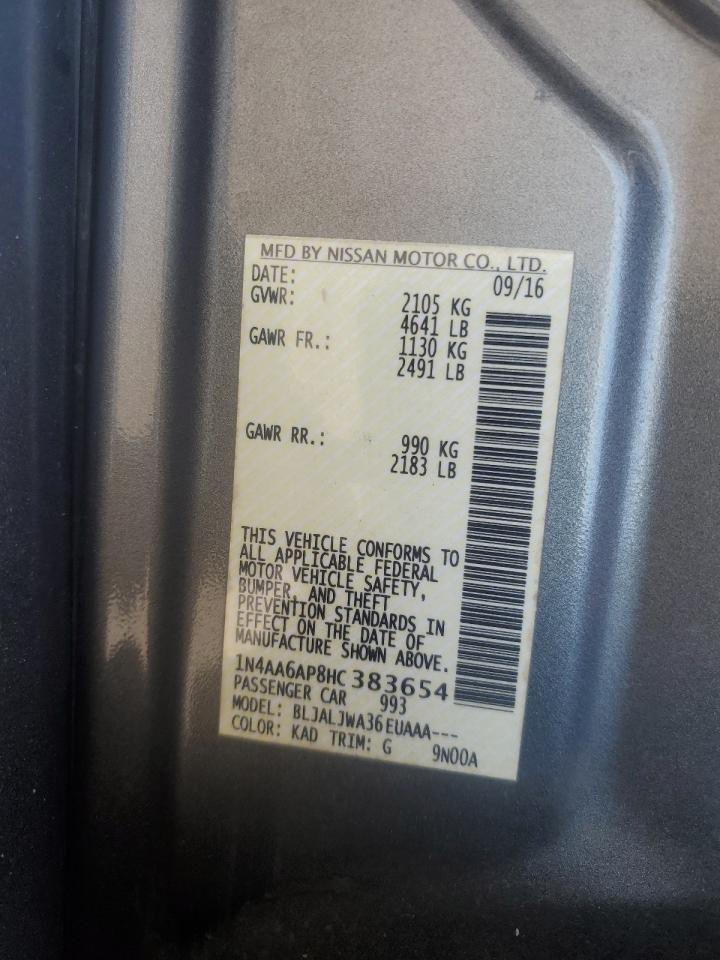 2017 Nissan Maxima 3.5S VIN: 1N4AA6AP8HC383654 Lot: 86702555