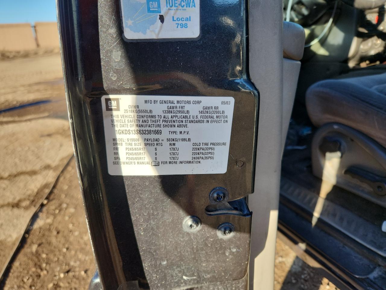 2003 GMC Envoy VIN: 1GKDS13S632381669 Lot: 87271245