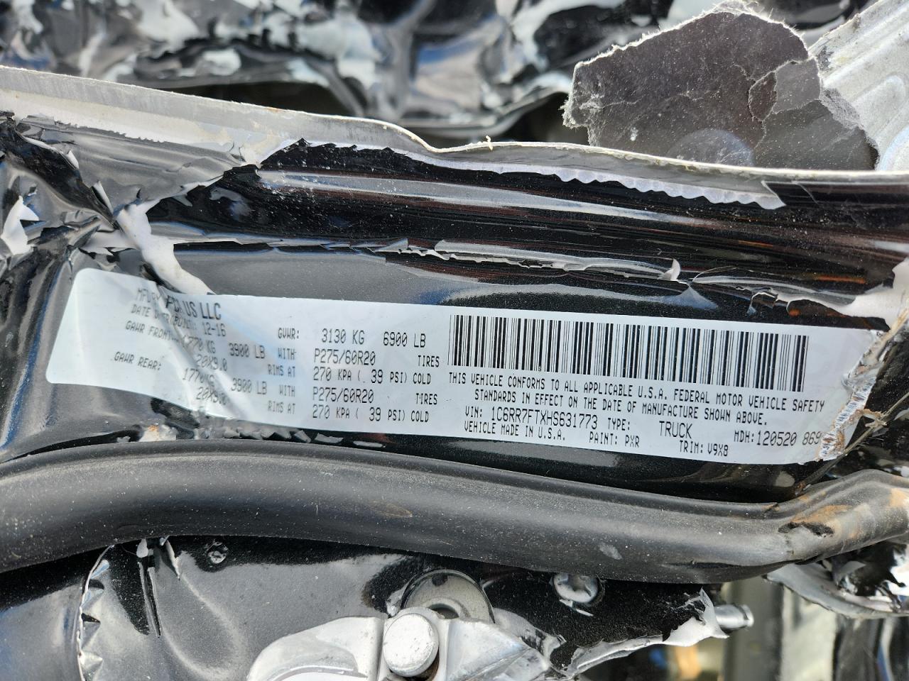 2017 Ram 1500 St VIN: 1C6RR7FTXHS631773 Lot: 90043225