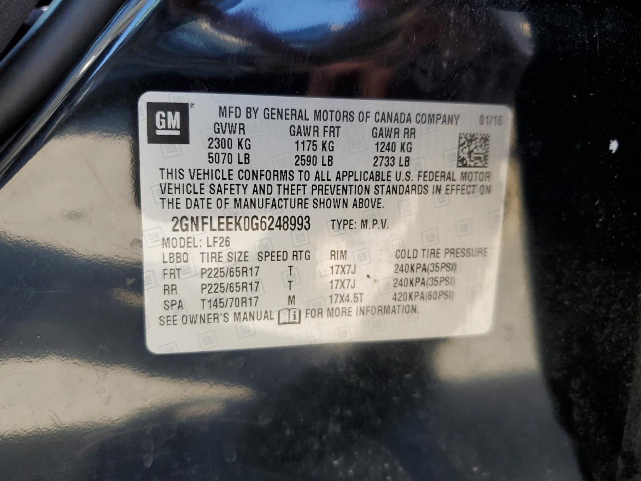 2016 Chevrolet Equinox Ls VIN: 2GNFLEEK0G6248993 Lot: 82386465