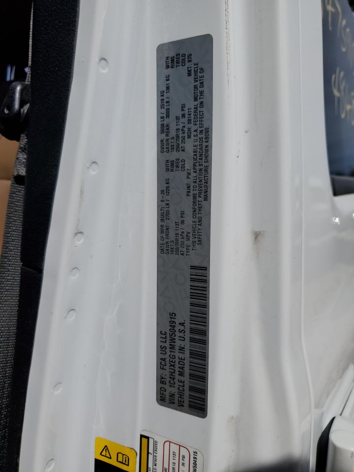 2021 Jeep Wrangler Unlimited Sahara VIN: 1C4HJXEG1MW504915 Lot: 84751915