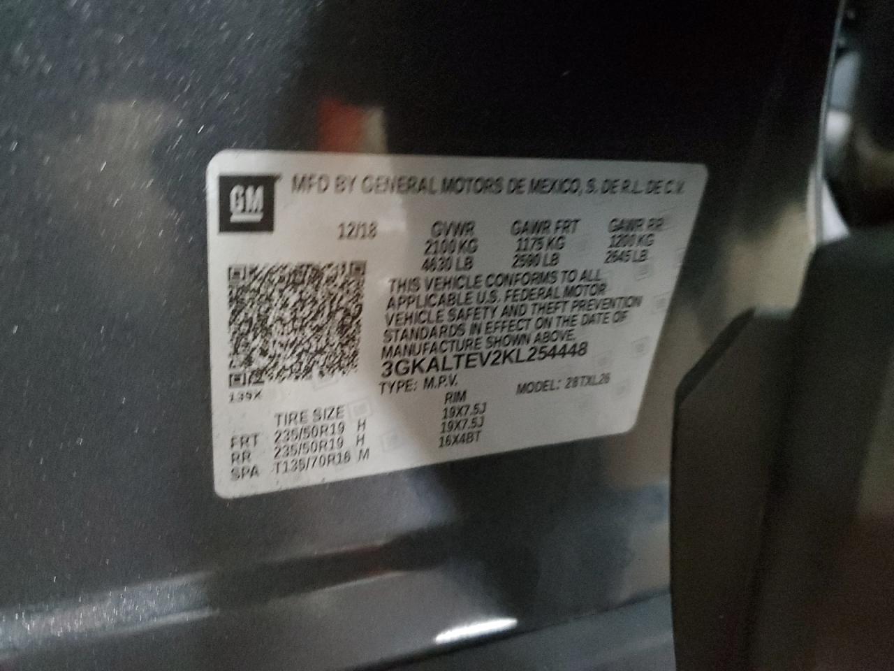 2019 GMC Terrain Sle VIN: 3GKALTEV2KL254448 Lot: 84454155