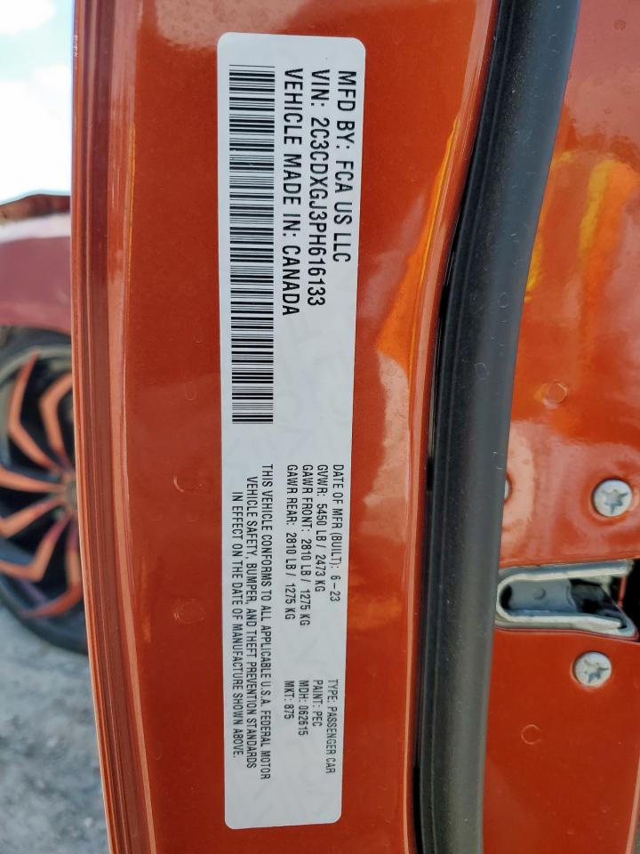 2023 Dodge Charger Scat Pack VIN: 2C3CDXGJ3PH616133 Lot: 86481395