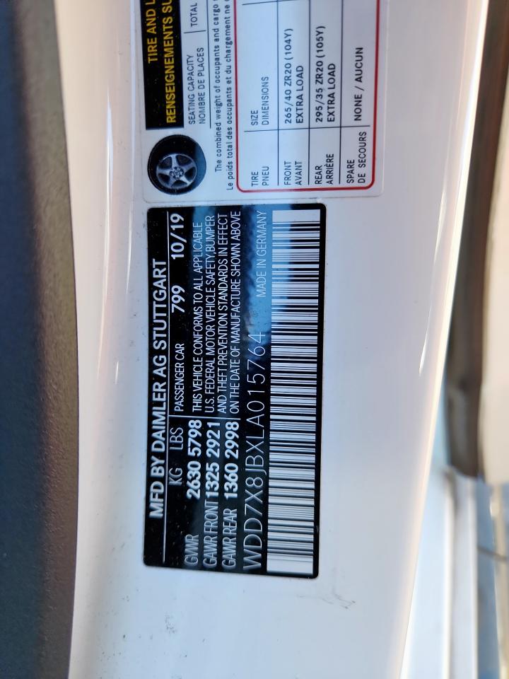 2020 Mercedes-Benz Amg Gt 63 VIN: WDD7X8JBXLA015764 Lot: 90730495