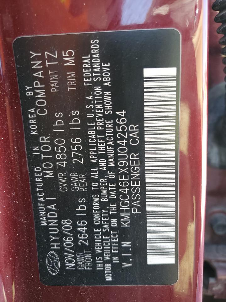 2009 Hyundai Genesis 3.8L VIN: KMHGC46EX9U042564 Lot: 82415165