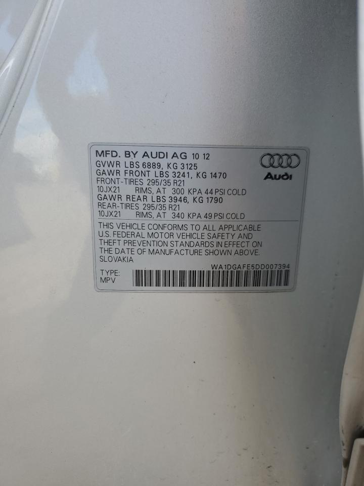 2013 Audi Q7 Prestige VIN: WA1DGAFE5DD007394 Lot: 90817885