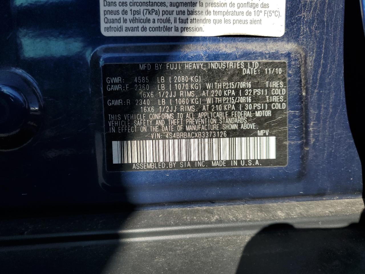 2011 Subaru Outback 2.5I VIN: 4S4BRBACXB3373126 Lot: 84549185