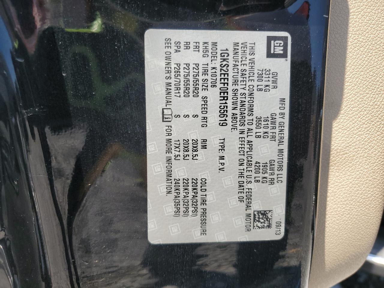 2014 GMC Yukon Denali VIN: 1GKS2EEF0ER155619 Lot: 85187655