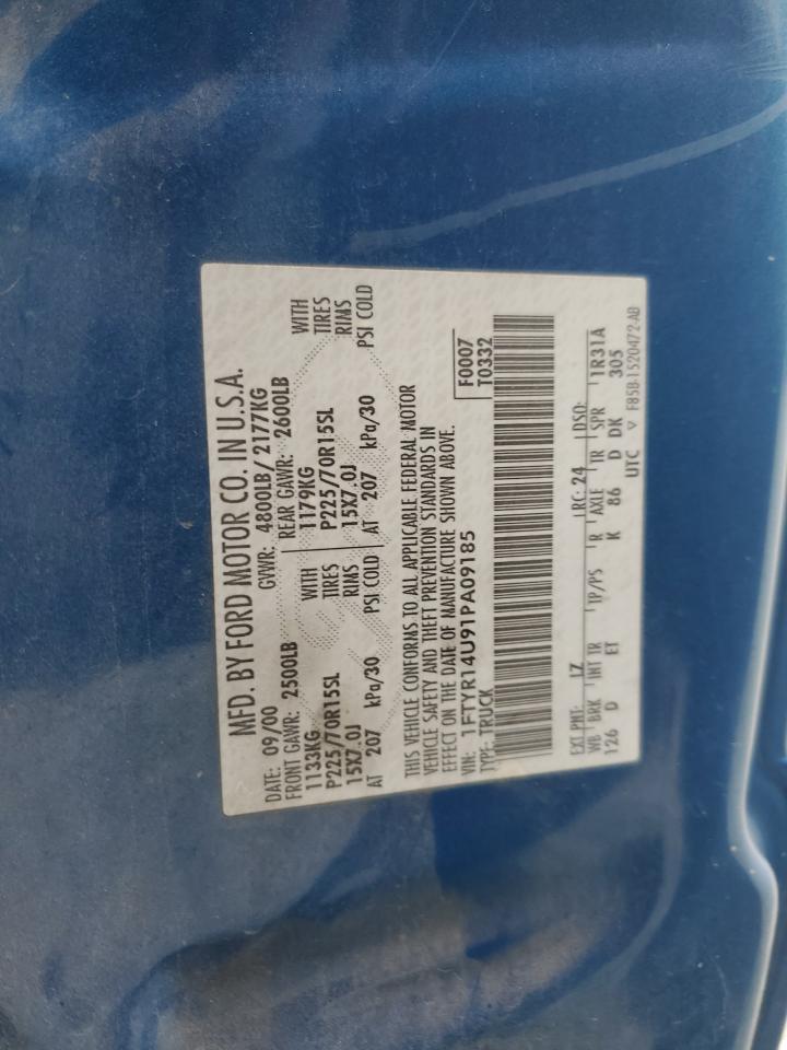 2001 Ford Ranger Super Cab VIN: 1FTYR14U91PA09185 Lot: 90834255