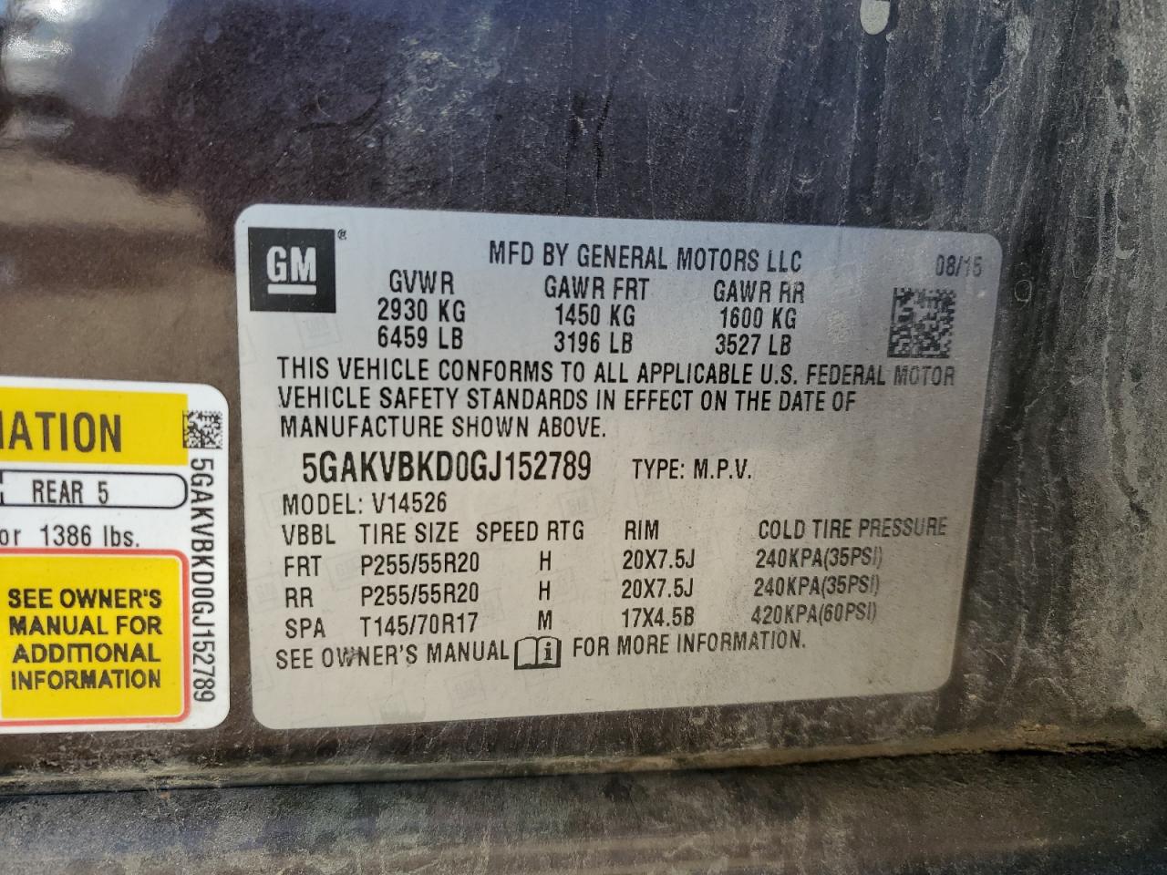 2016 Buick Enclave VIN: 5GAKVBKD0GJ152789 Lot: 90551005