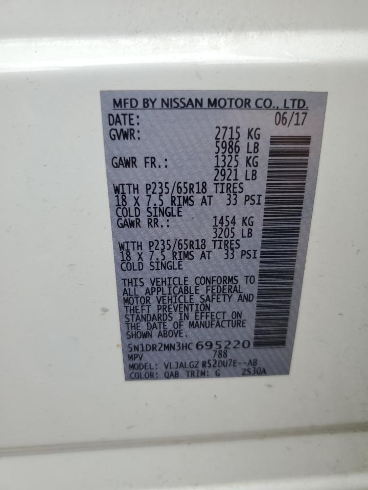 2017 Nissan Pathfinder S VIN: 5N1DR2MN3HC695220 Lot: 85271635