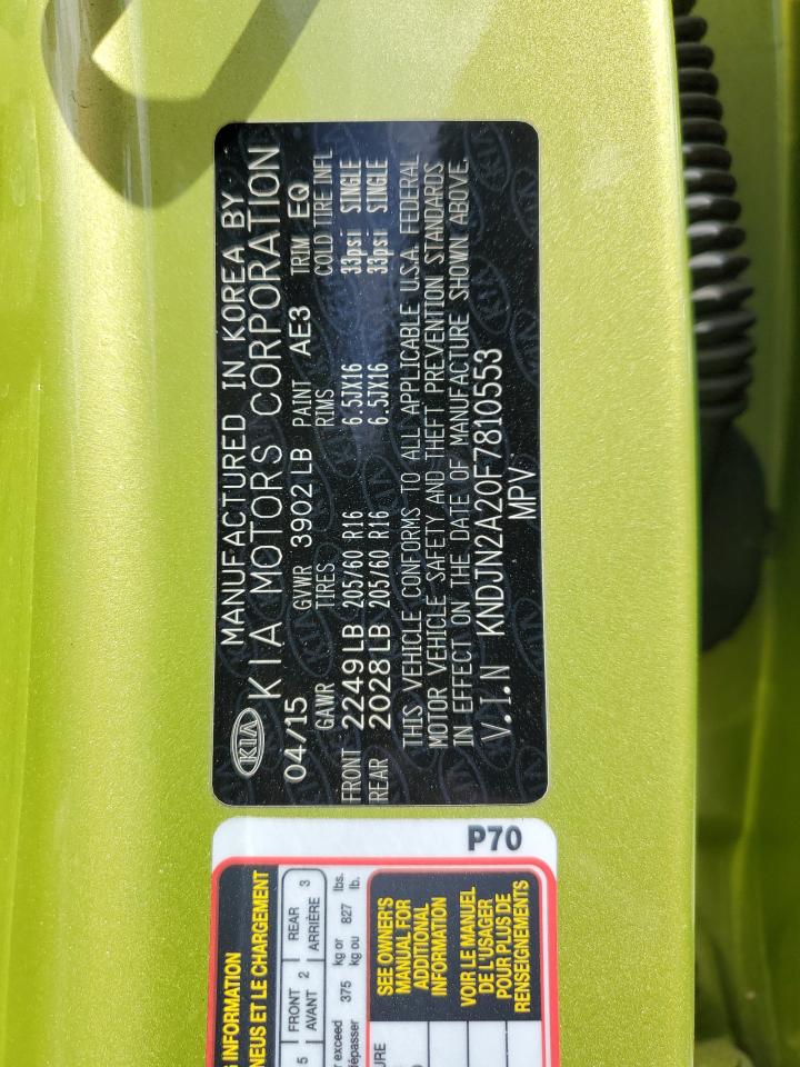 2015 Kia Soul VIN: KNDJN2A20F7810553 Lot: 85336915