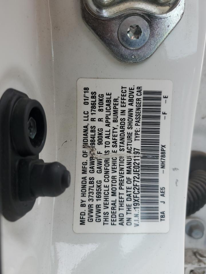 2018 Honda Civic Ex VIN: 19XFC2F72JE021197 Lot: 86264055