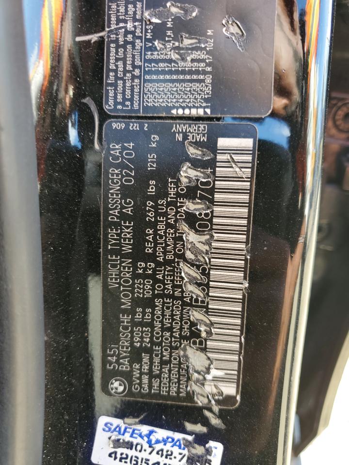 2004 BMW 545 I VIN: WBANB33574B087704 Lot: 85672475