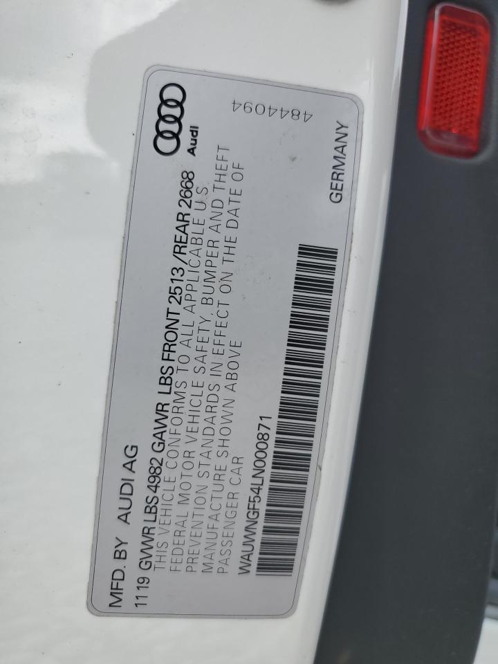 2020 Audi A5 Premium Plus VIN: WAUWNGF54LN000871 Lot: 86993645