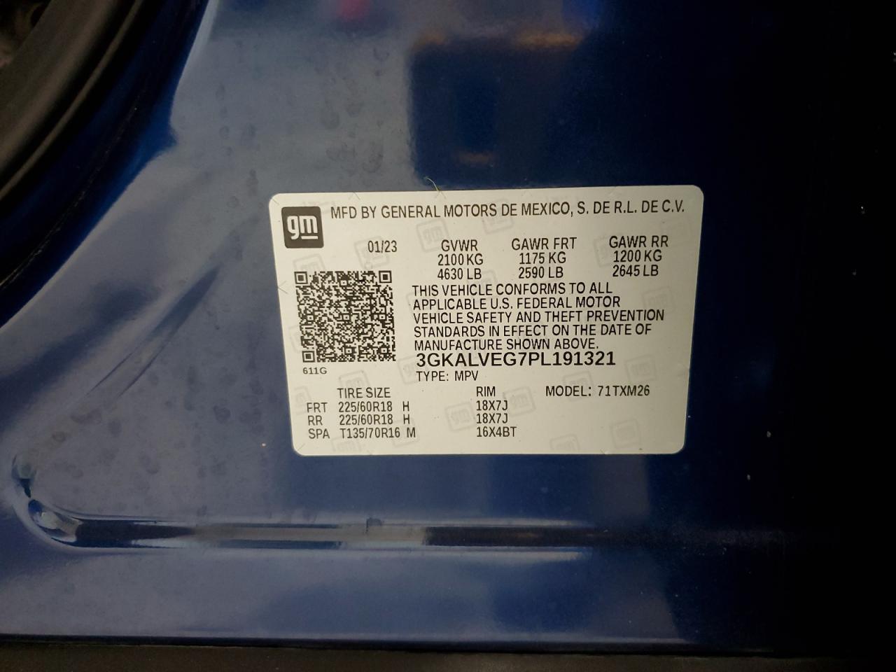 2023 GMC Terrain Slt VIN: 3GKALVEG7PL191321 Lot: 84799745