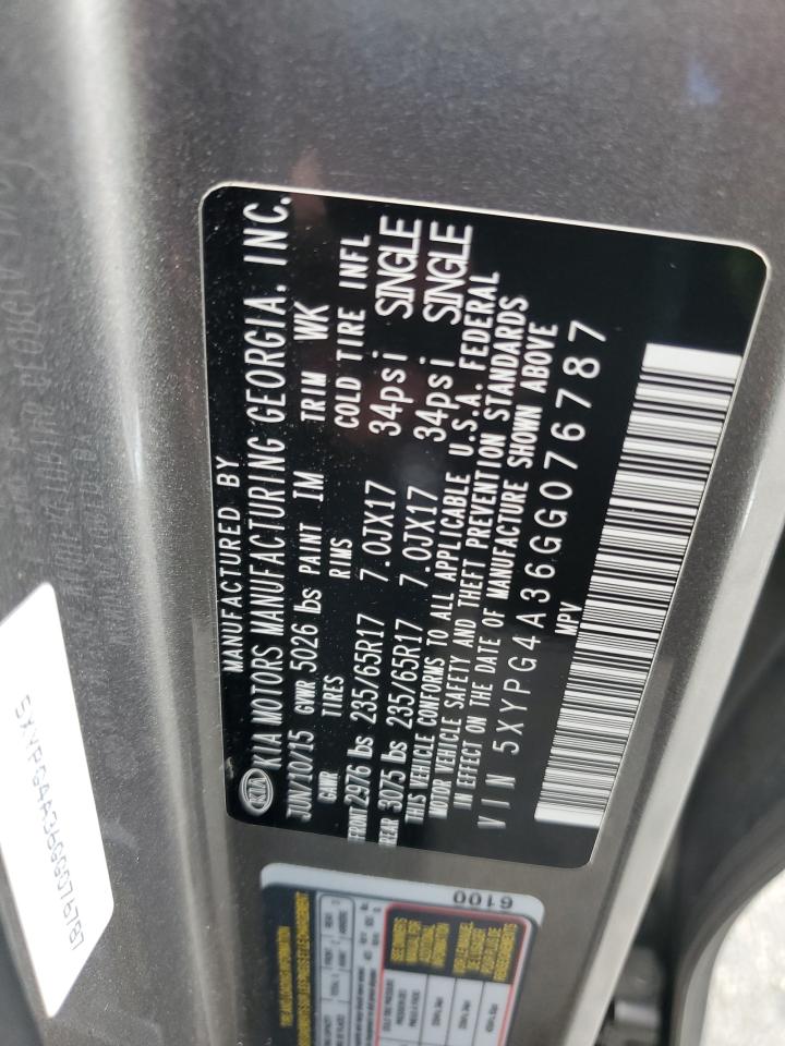 2016 Kia Sorento Lx VIN: 5XYPG4A36GG076787 Lot: 82225895