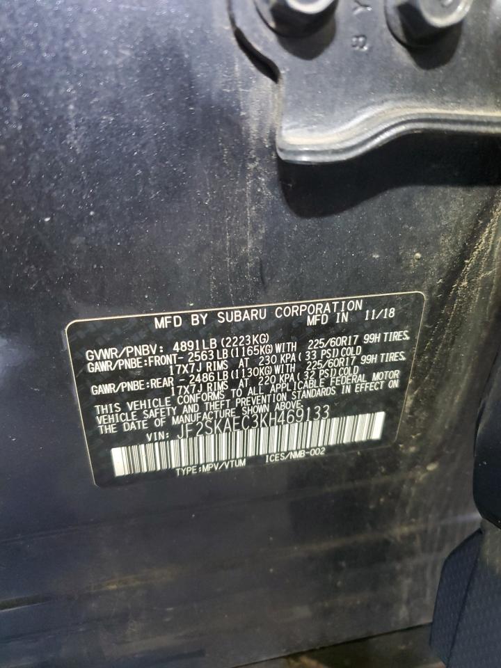 2019 Subaru Forester Premium VIN: JF2SKAEC3KH469133 Lot: 85312165